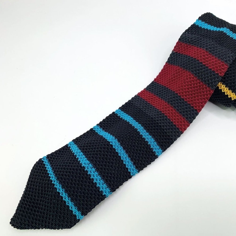 Hook & Albert Knitted Silk Tie Multi-Color Striped